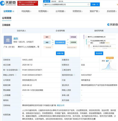 tcl成立人力資源服務(wù)新公司 經(jīng)營(yíng)范圍含人才中介服務(wù)機(jī)構(gòu)等